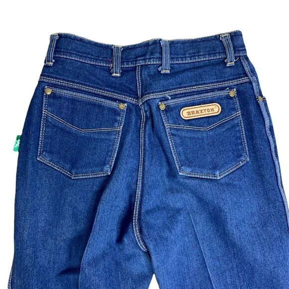 Vintage Braxton High Waist Denim Jeans 24 Blue Dark Wash Tapered Leg Stretch - Picture 4 of 5